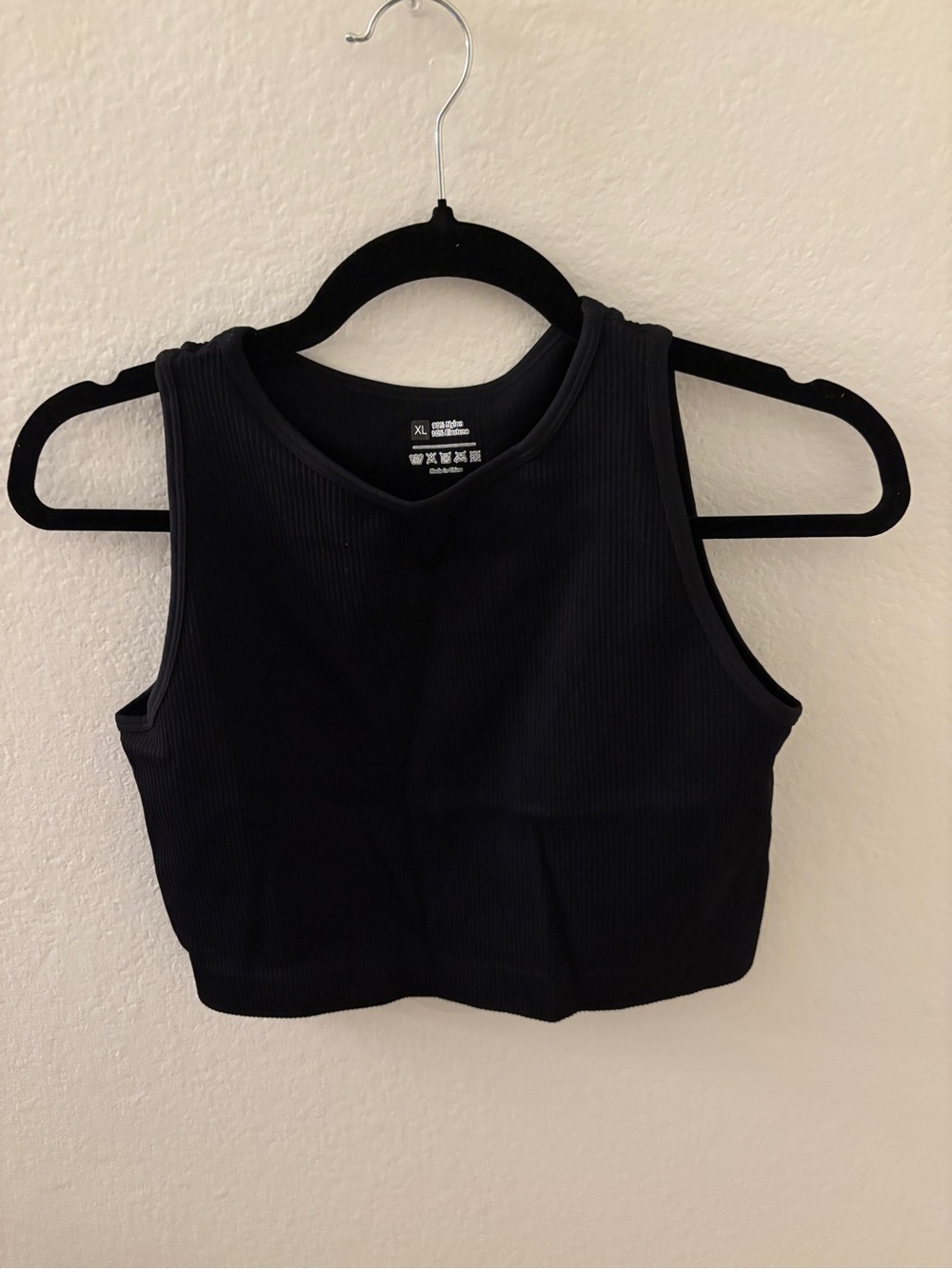 Black Ribbed Crop Tank Top